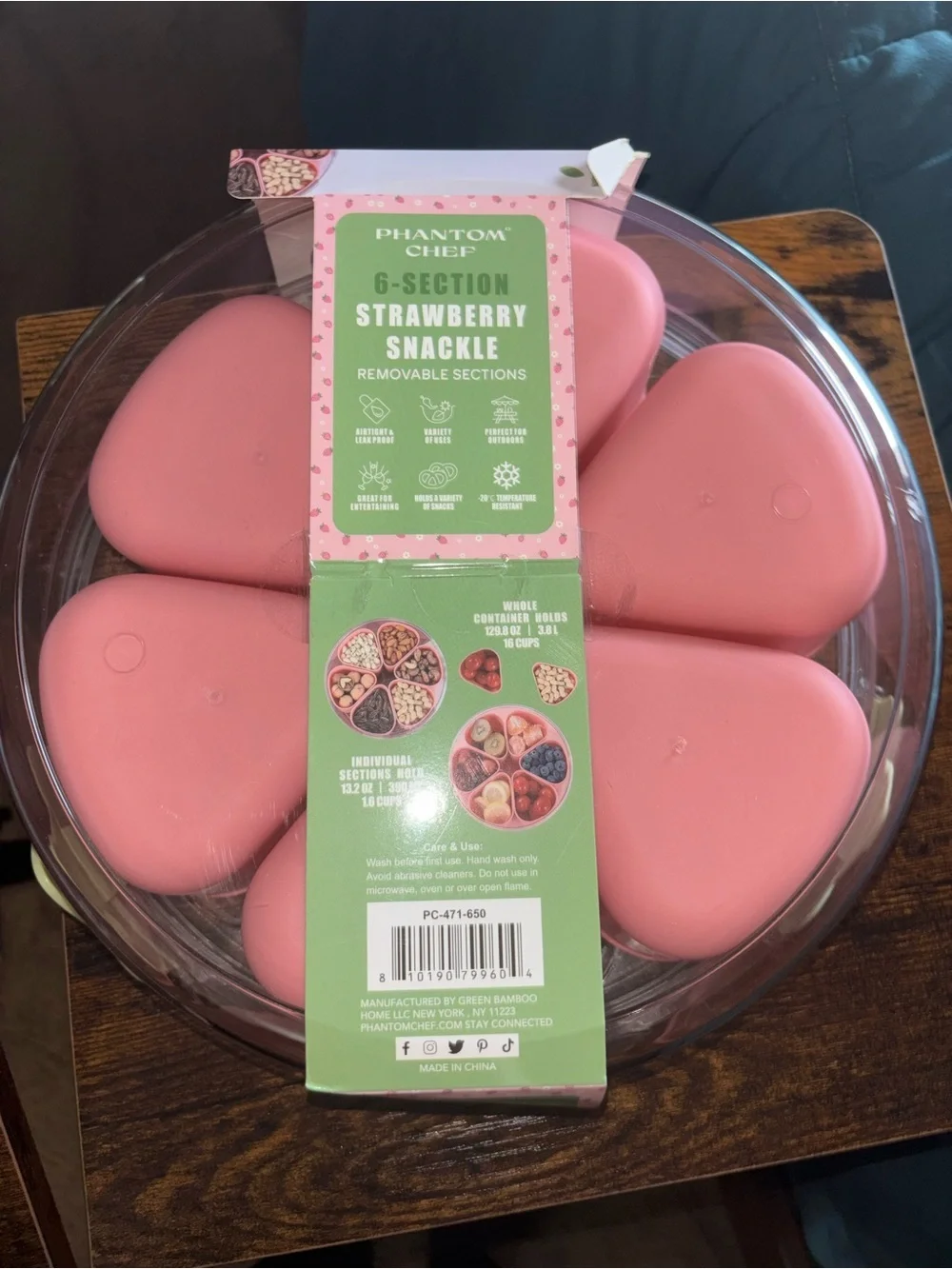 🍓🩷Phantom Chef 6-Section Strawberry Snackle - Pink NWT 🩷🍓